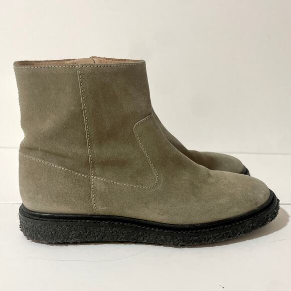 Isabel Marant Etoile Connor Ankle Boots Suede Zip Up Flat Booties Lug Sole sz 40
